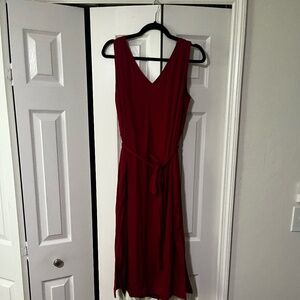 Ann Taylor- Red Silk Tie Waist Dress